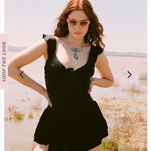 Black satin Elisabeth romper dress Vanessa Mooney extra small xs NWT